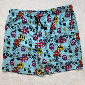 WXYZ Trippy Smiley Peace Sign Swim Shorts Men's Size XL